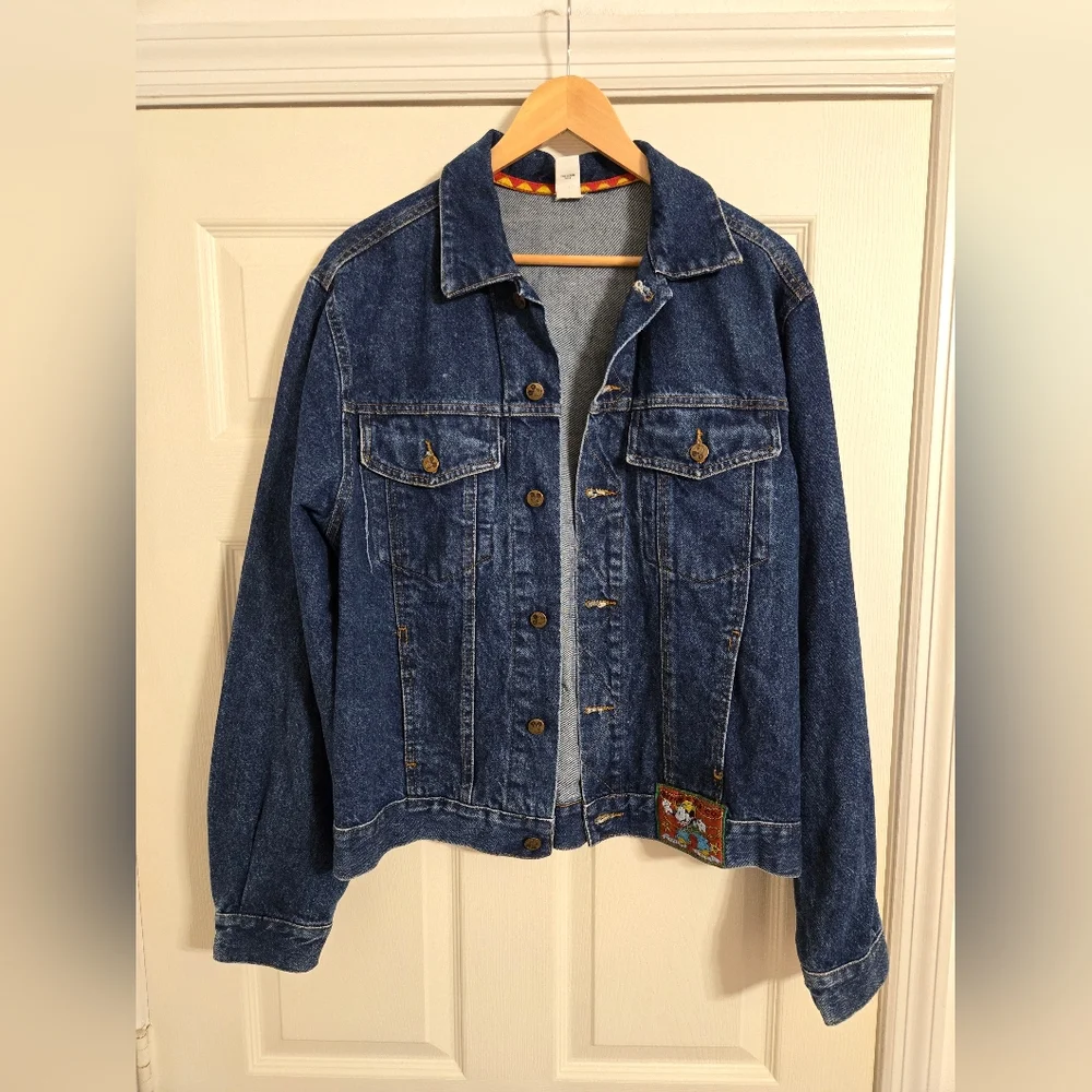 Vintage Disney Blue Denim Jacket With Mickey Mouse Sequins Size Large - Picture 2 of 16